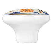 Folk Art Floral Sinaasappel Flowers Blue Circle Keramische Knop (Zijkant)