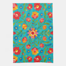 Folk art floral  theedoek