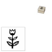 Folk Art Floral Tulip Spring Linocut Style Rubberstempel (Gestempeld)