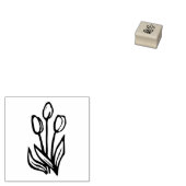 Folk Art Floral Tulips Spring Linocut Style Rubberstempel (Gestempeld)