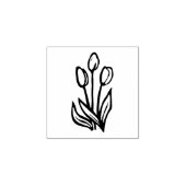 Folk Art Floral Tulips Spring Linocut Style Rubberstempel (Afrduk)