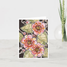Folk Art Floral Waterverf Notecard Bedankkaart