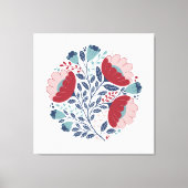 Folk Art Florals in Full Bloom Canvas Afdruk (Voorkant)