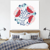 Folk Art Florals in Full Bloom Canvas Afdruk (Insitu (Slaapkamer))