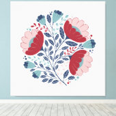 Folk Art Florals in Full Bloom Canvas Afdruk (Insitu (Houten vloer))