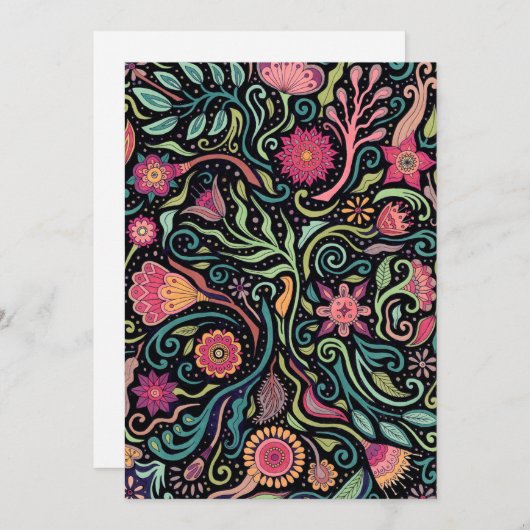 Folk Art Flower Kaart (Voorkant / Achterkant)