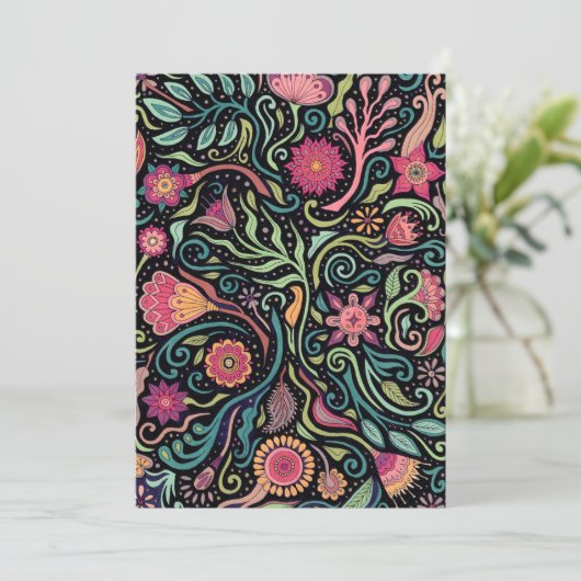 Folk Art Flower Kaart (Staand voorkant)