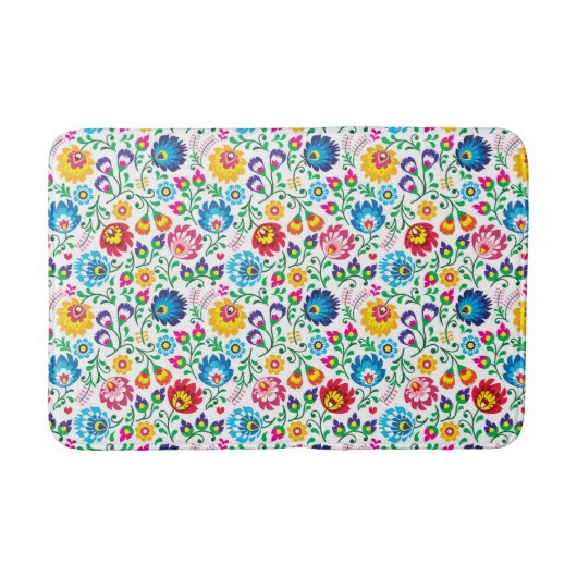 Folk Art Flower Pattern 2 Badmat (Voorkant)