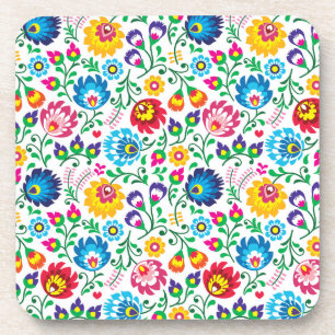 Folk Art Flower Pattern 2 Bier Onderzetter