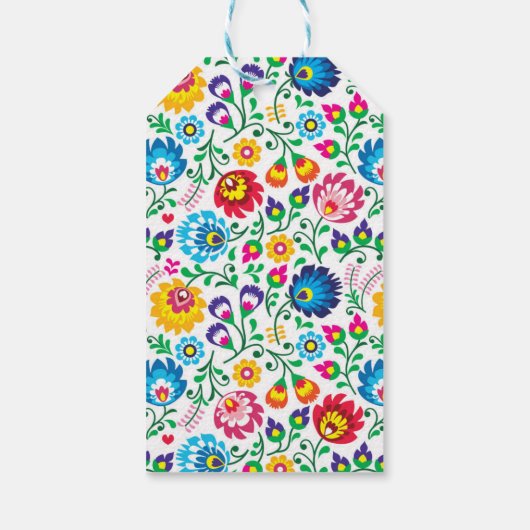 Folk Art Flower Pattern 2 Cadeaulabel (Achterkant)