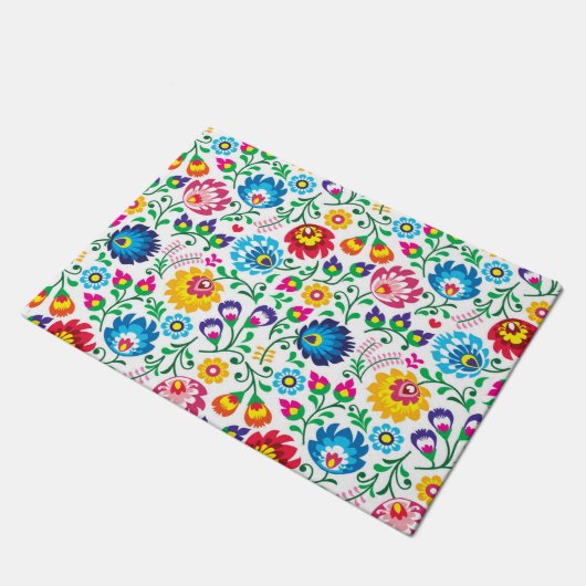 Folk Art Flower Pattern 2 Deurmat (Schuin)