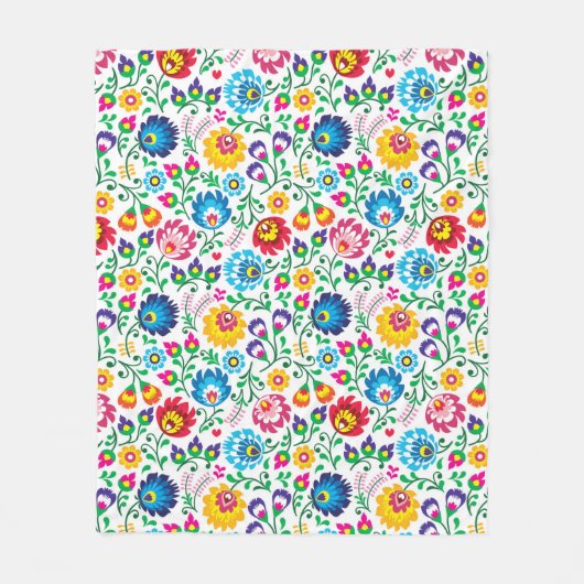 Folk Art Flower Pattern 2 Fleece Deken (Voorkant)