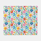 Folk Art Flower Pattern 2 Fleece Deken (Voorkant (Horizontaal))