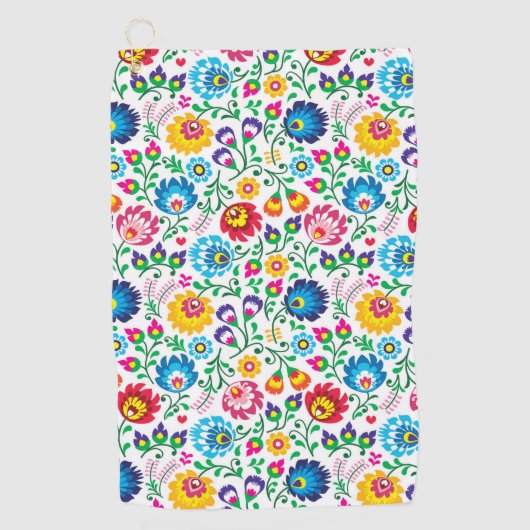 Folk Art Flower Pattern 2 Golfhanddoek (Voorkant)