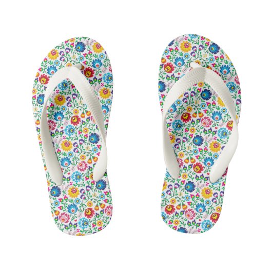 Folk Art Flower Pattern 2 Kinder Teenslippers (Voetbed)
