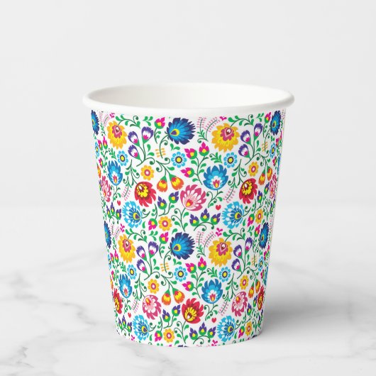 Folk Art Flower Pattern 2 Papieren Bekers (Achterkant)