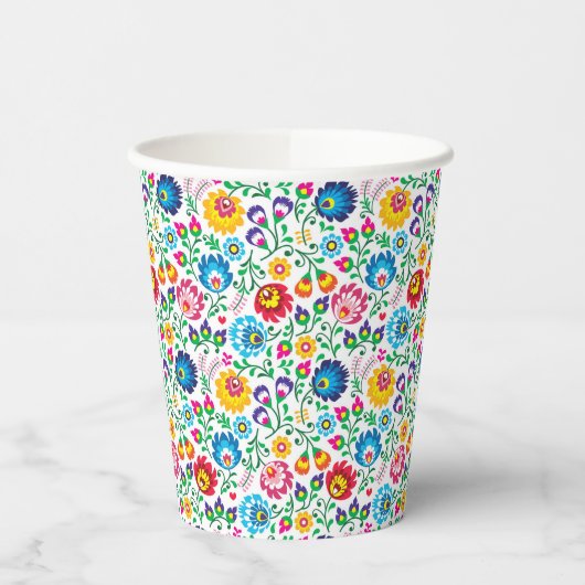 Folk Art Flower Pattern 2 Papieren Bekers (Links)