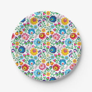 Folk Art Flower Pattern 2 Papieren Bordje