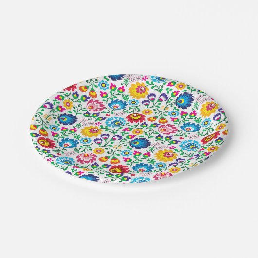 Folk Art Flower Pattern 2 Papieren Bordje (Gekanteld)