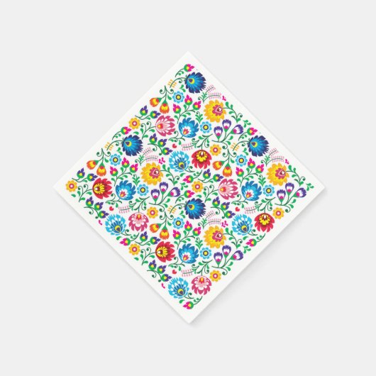 Folk Art Flower Pattern 2 Servet (Hoek)