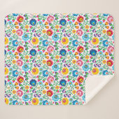 Folk Art Flower Pattern 2 Sherpa Deken (Voorkant (horizontaal))