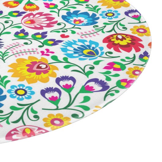 Folk Art Flower Pattern 2 Snijplank (Hoek)