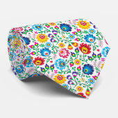 Folk Art Flower Pattern 2 Stropdas (Opgerold)