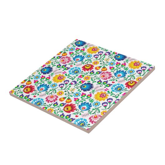 Folk Art Flower Pattern 2 Tegeltje (Zijkant)