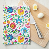 Folk Art Flower Pattern 2 Theedoek (Quarter Fold)