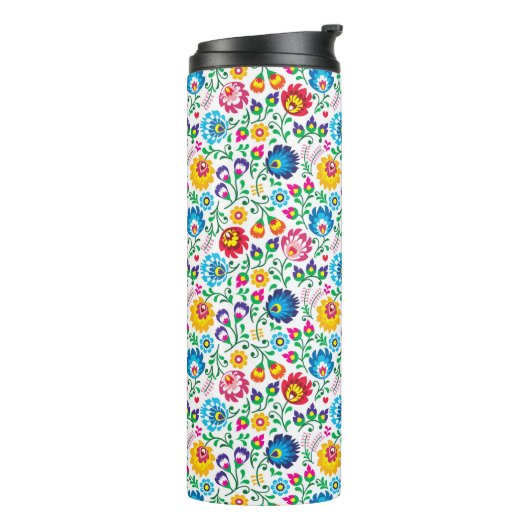 Folk Art Flower Pattern 2 Thermosbeker (Gedraaid links)