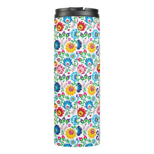 Folk Art Flower Pattern 2 Thermosbeker (Achterkant)