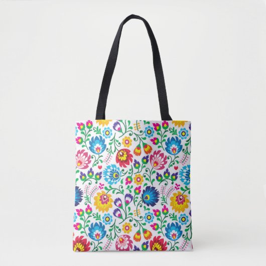 Folk Art Flower Pattern 2 Tote Bag (Voorkant)