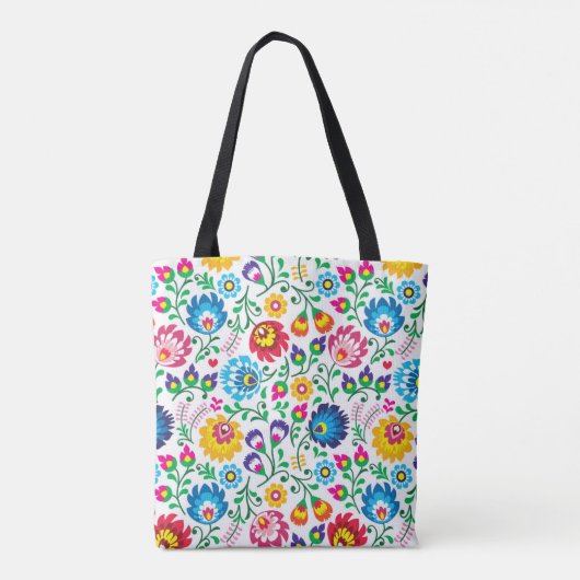 Folk Art Flower Pattern 2 Tote Bag (Achterkant)