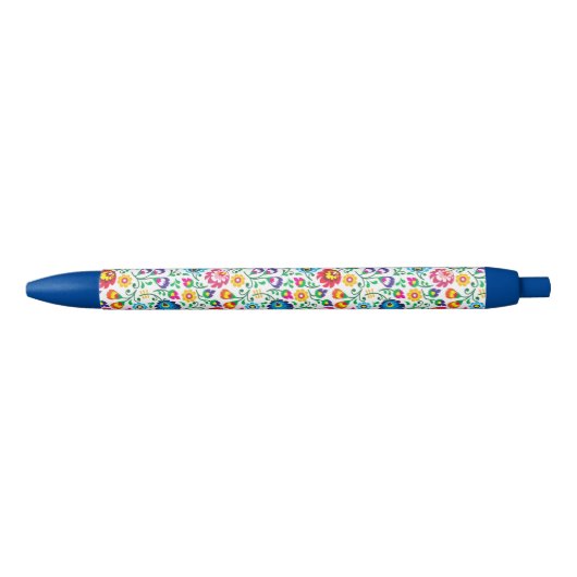 Folk Art Flower Pattern 2 Zwarte Inkt Pen (Voorkant)