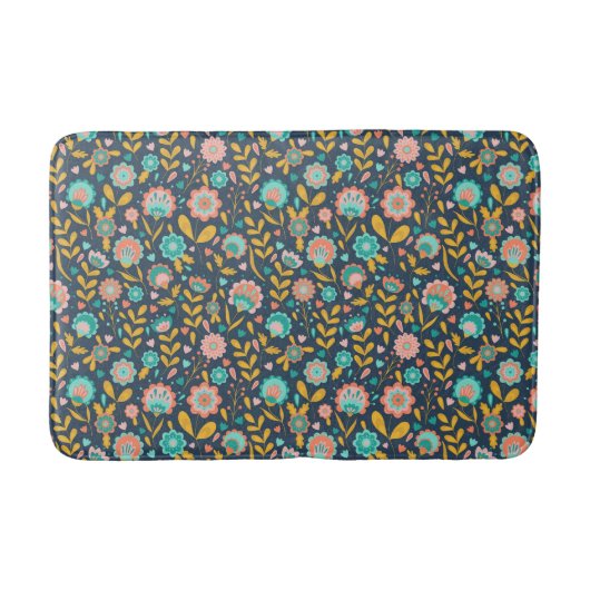 Folk Art Flower Pattern Badmat (Voorkant)