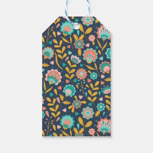 Folk Art Flower Pattern Cadeaulabel (Achterkant)