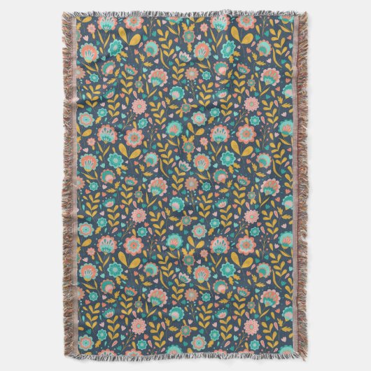 Folk Art Flower Pattern Deken (Voorkant Verticaal)