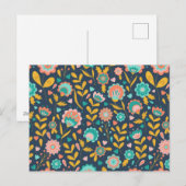 Folk Art Flower Pattern Feestdagenkaart (Voorkant / Achterkant)