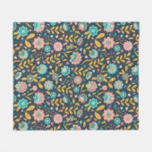 Folk Art Flower Pattern Fleece Deken (Voorkant (Horizontaal))