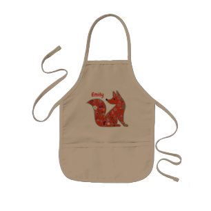 Folk Art Flower Pattern Fox Kinder Schort