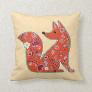 Folk Art Flower Pattern Fox Kussen