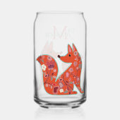 Folk Art Flower Pattern Fox Personalised Blikvorm Glas (Achterkant)
