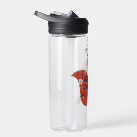 Folk Art Flower Pattern Fox Personalised Waterfles (Rechts)