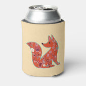 Folk Art Flower Pattern Fox Personalized Blikjeskoeler (Blikje Achterkant)