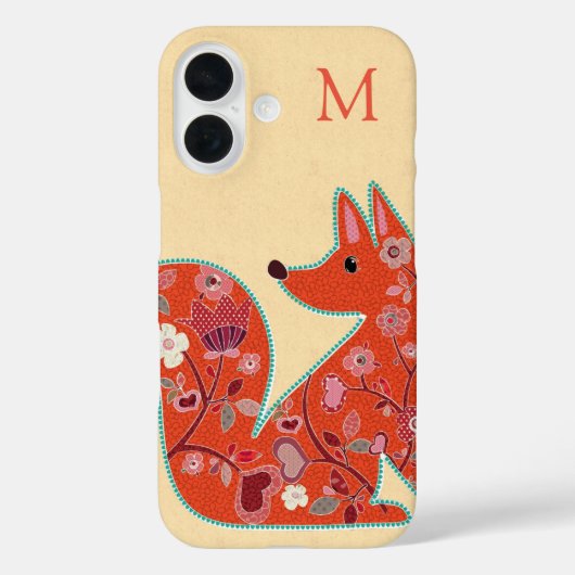 Folk Art Flower Pattern Fox Personalized Case-Mate iPhone Case (Achterkant)