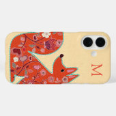 Folk Art Flower Pattern Fox Personalized Case-Mate iPhone Case (Achterkant (horizontaal))