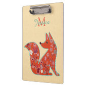 Folk Art Flower Pattern Fox Personalized Klembord (Links)