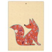 Folk Art Flower Pattern Fox Personalized Klembord (Achterkant)