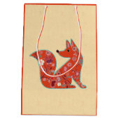 Folk Art Flower Pattern Fox Personalized Medium Cadeauzakje (Achterkant)