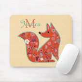 Folk Art Flower Pattern Fox Personalized Muismat (Met muis)